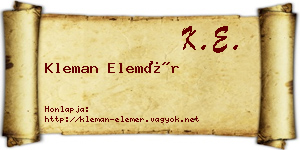 Kleman Elemér névjegykártya